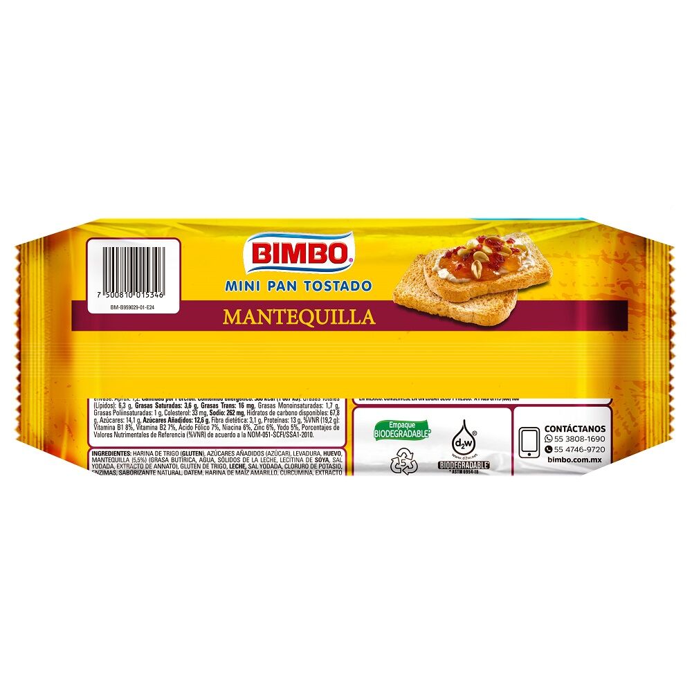 Mini Tostado Mantequilla Bimbo 115.0 Gr