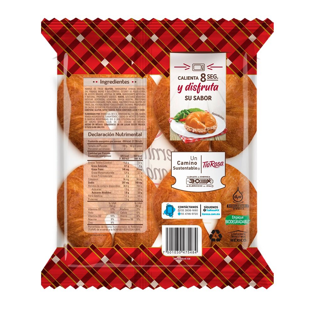Cuernitos Rebanados Tia Rosa 200.0 Gr