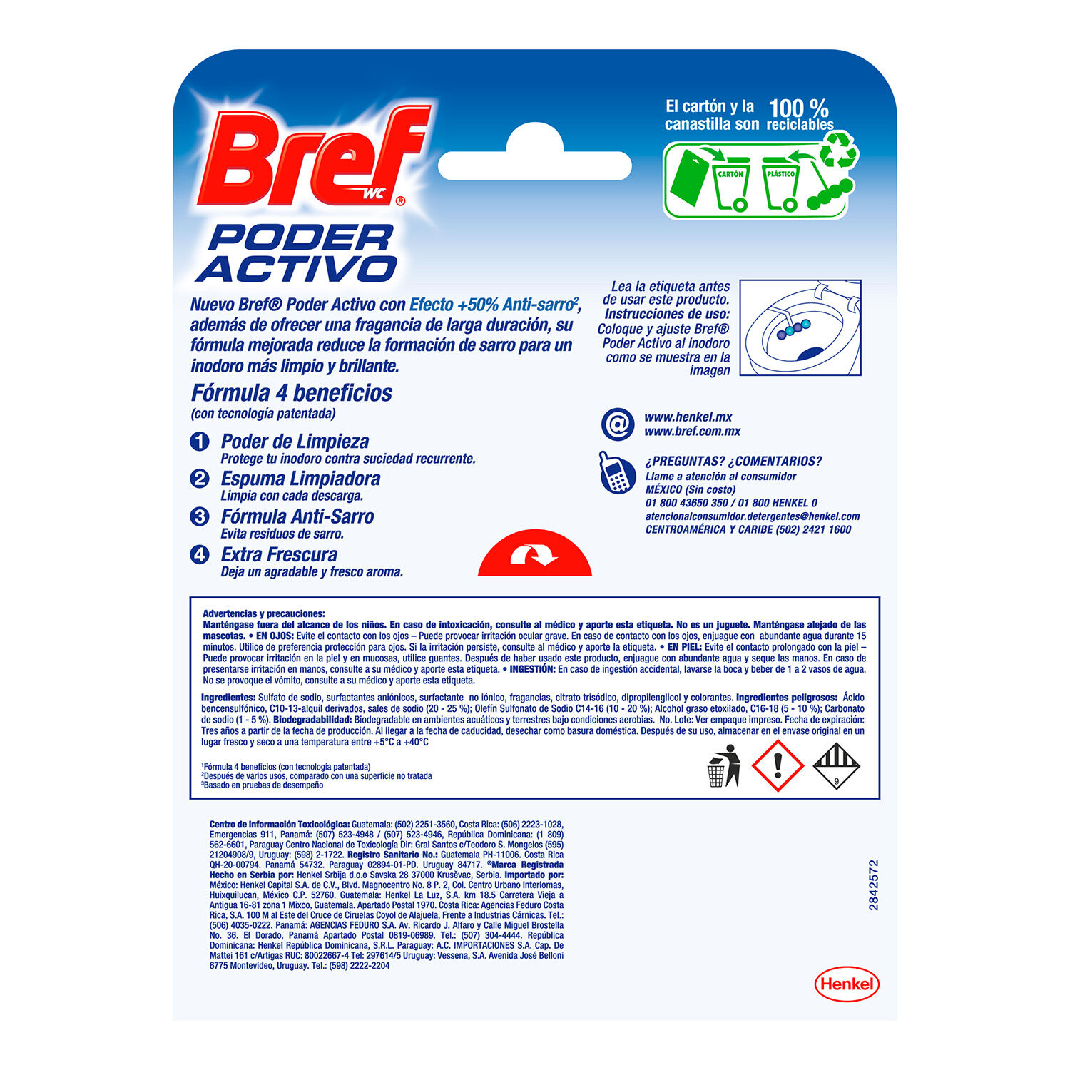 Pastilla Sanitaria Bref Wc Poder Activo Brisa Bref 50.0