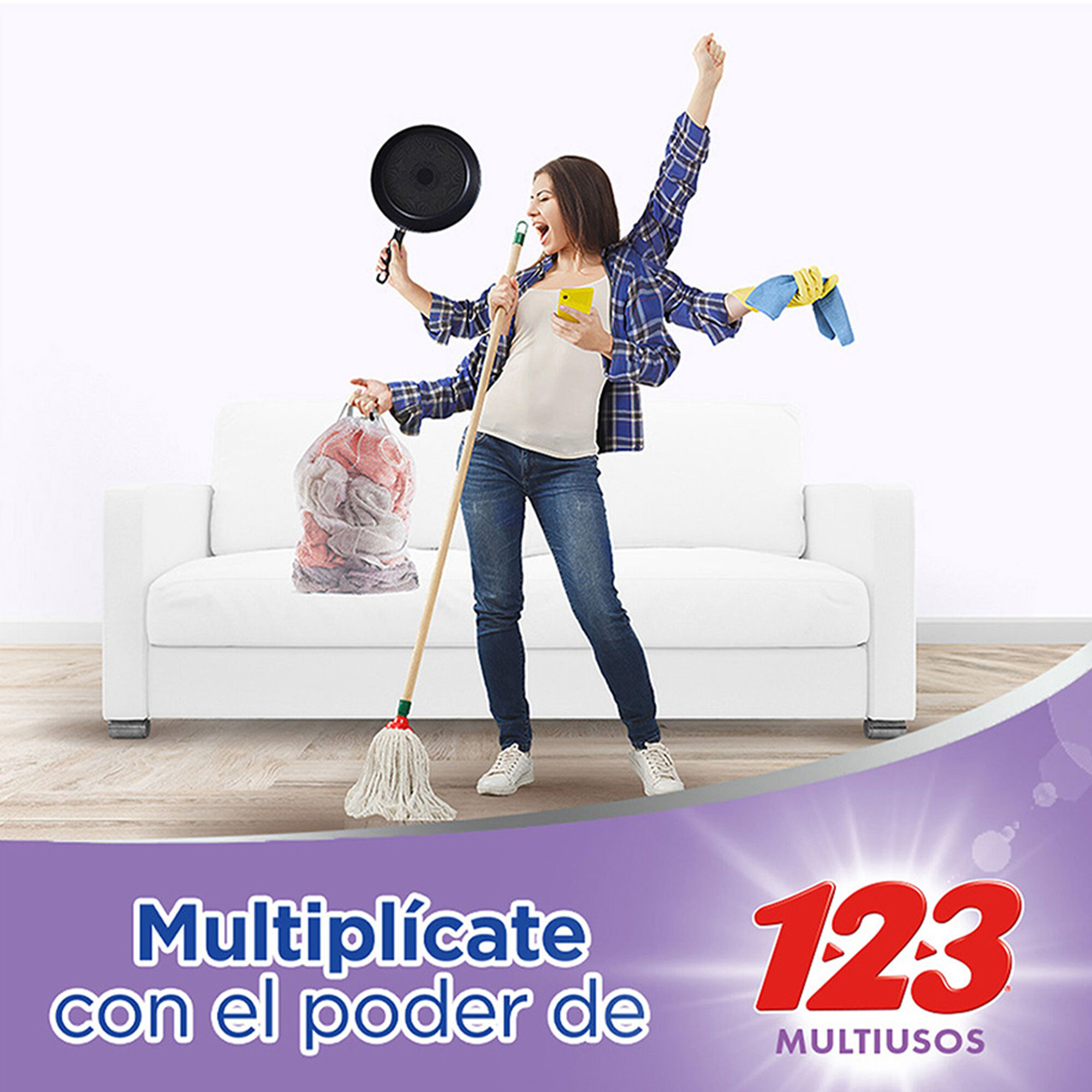 Detergente En Polvo Multiusos Efecto Antibacterial 123 80