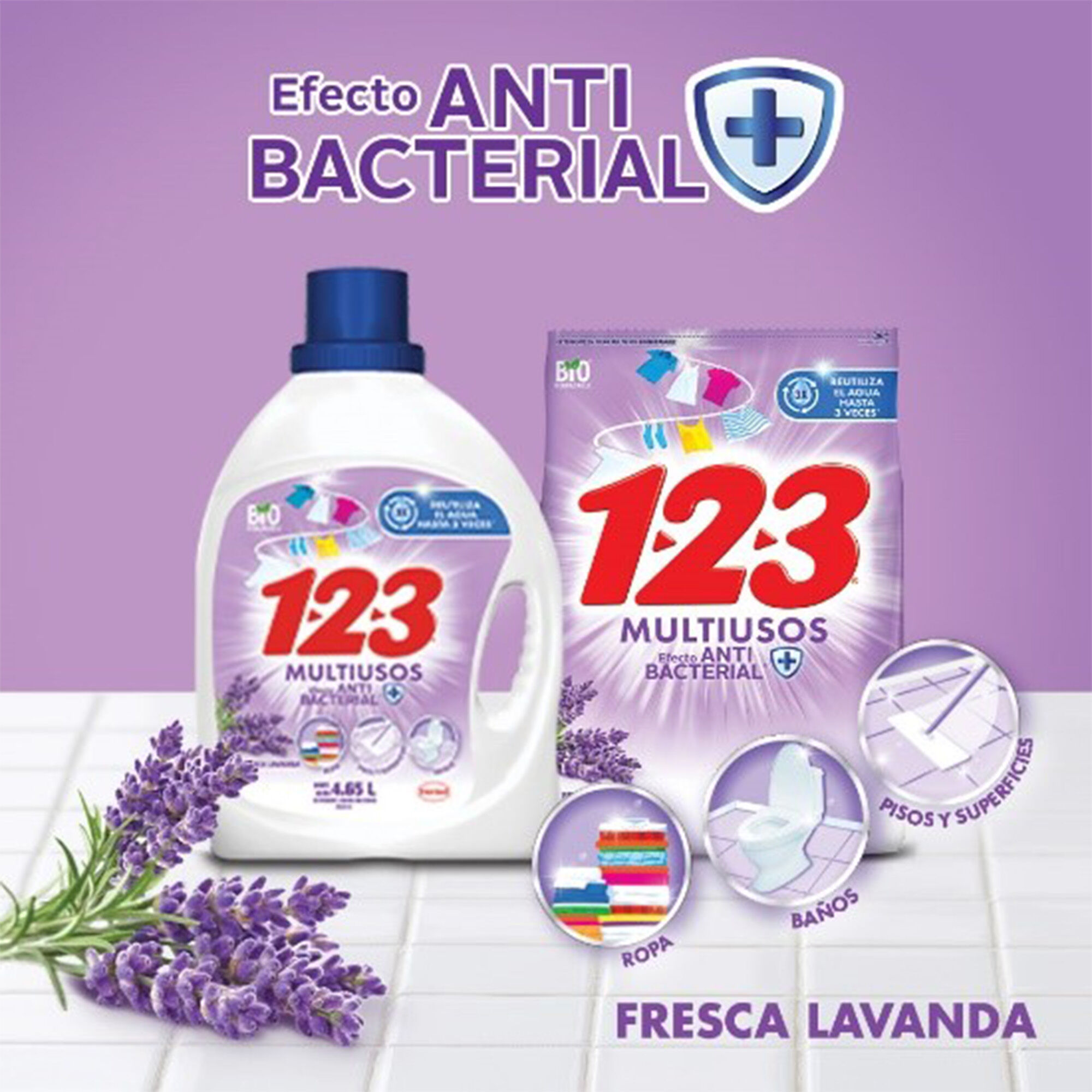Detergente En Polvo Multiusos Efecto Antibacterial 123 80