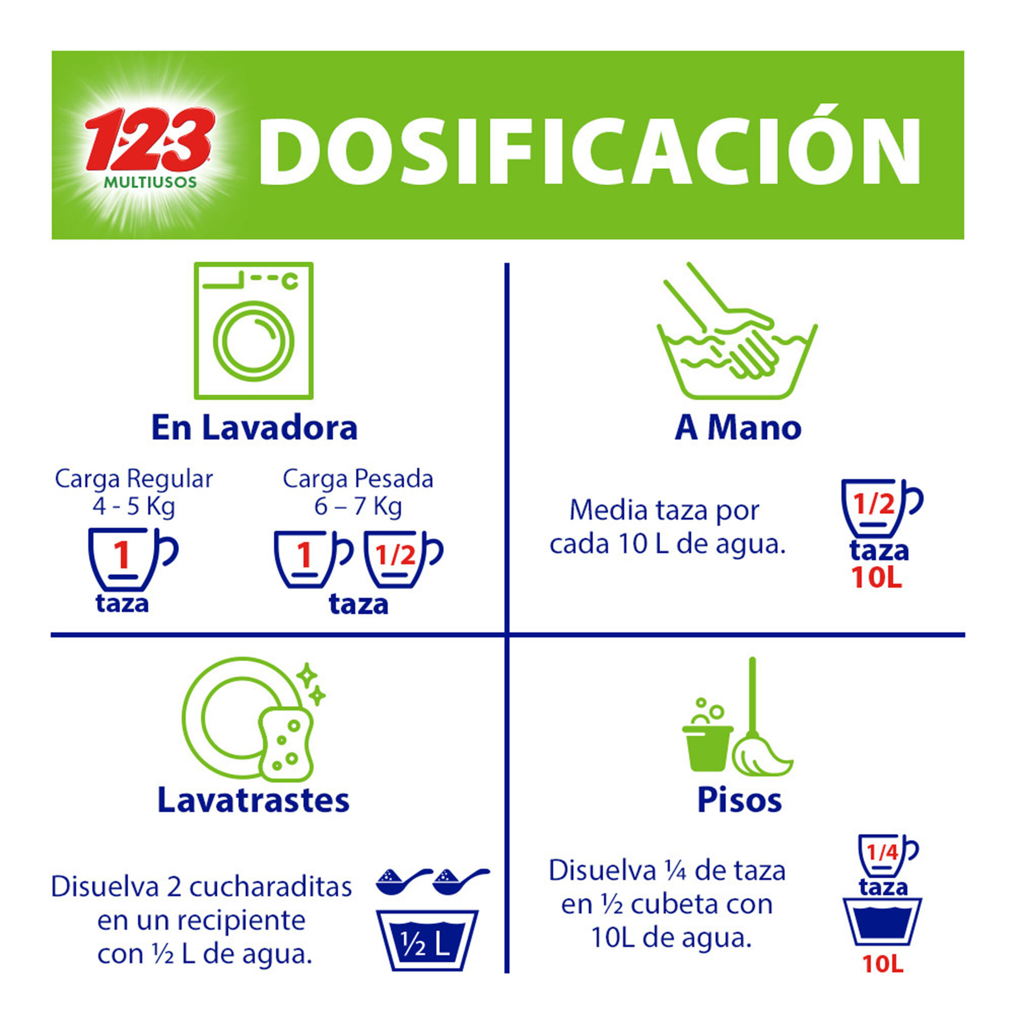 Detergente En Polvo Poder Desengrasante 800g 123 800.0