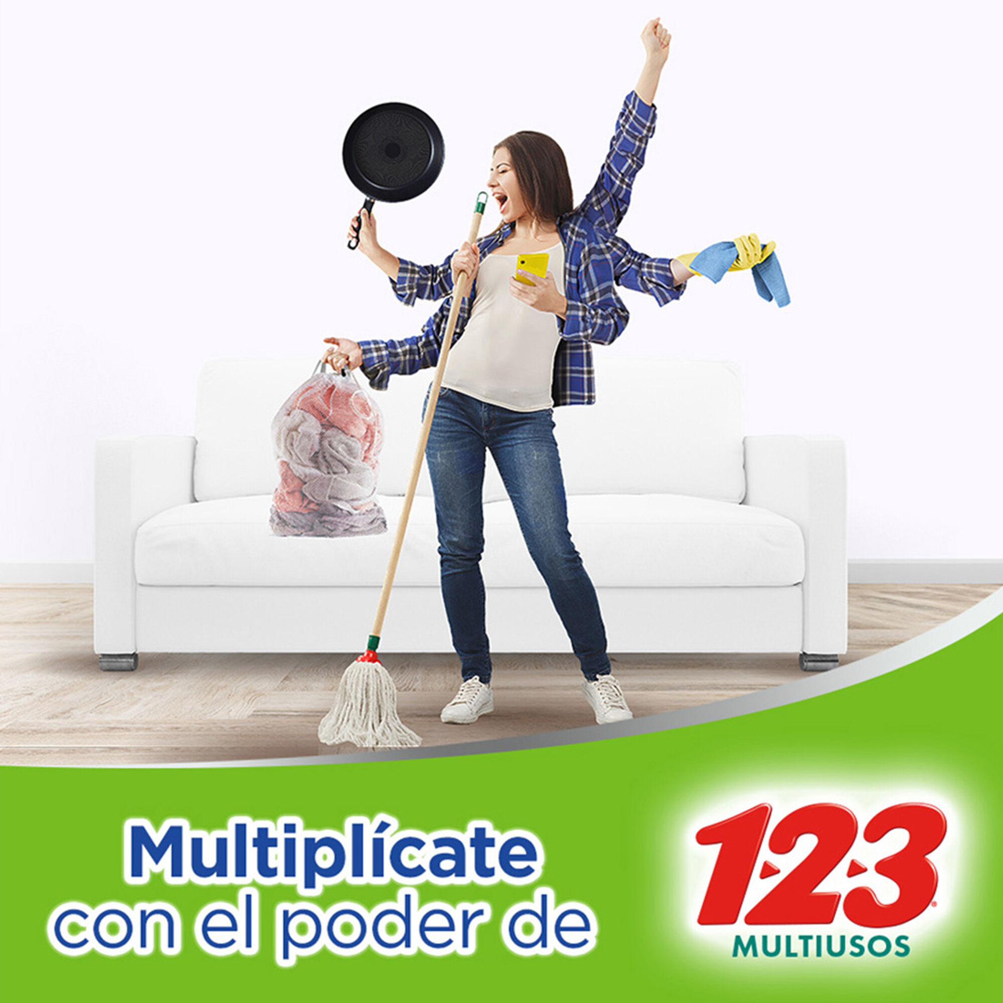 Detergente En Polvo Poder Desengrasante 800g 123 800.0