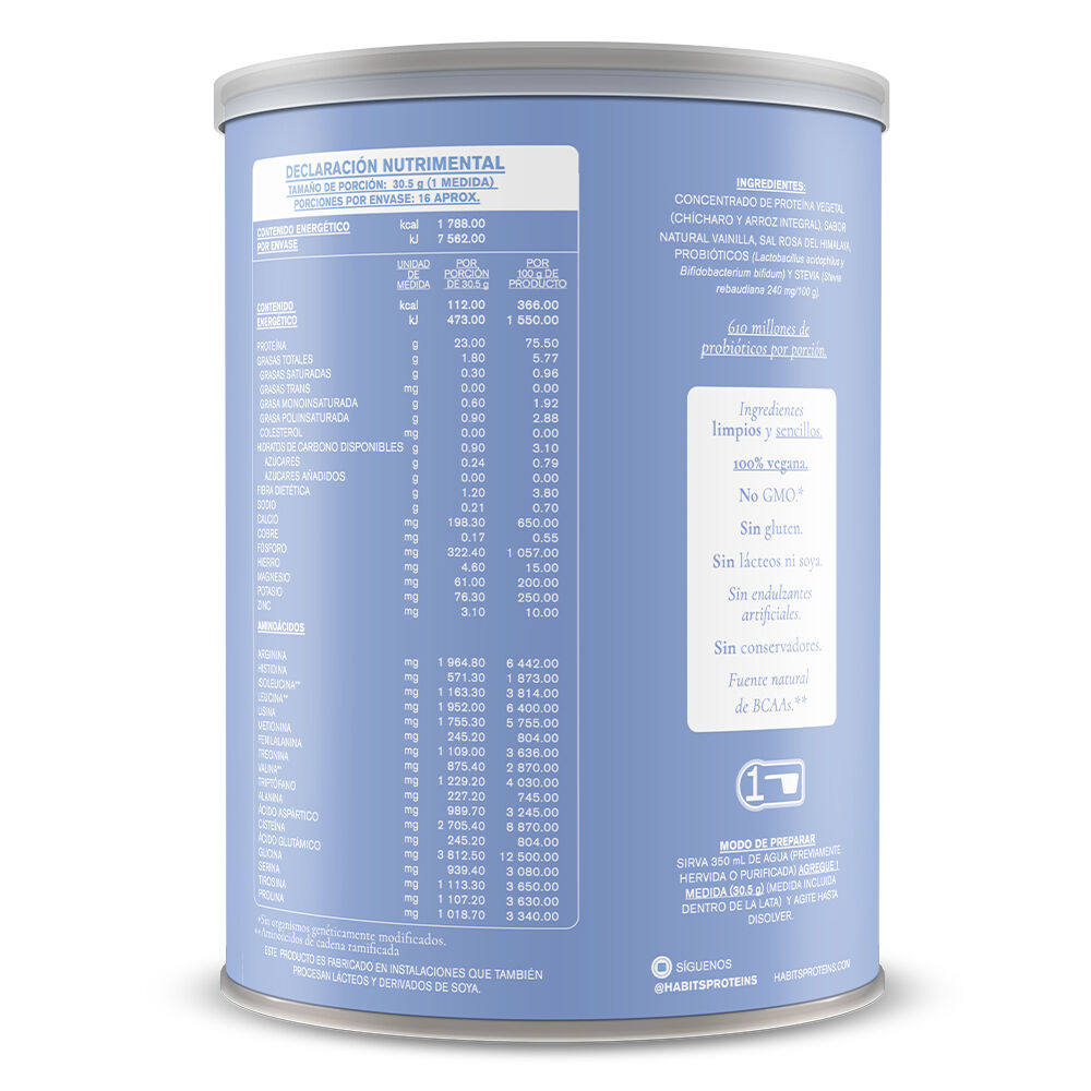 Proteina Vegetal Vanilla Habits 488.0 Gr