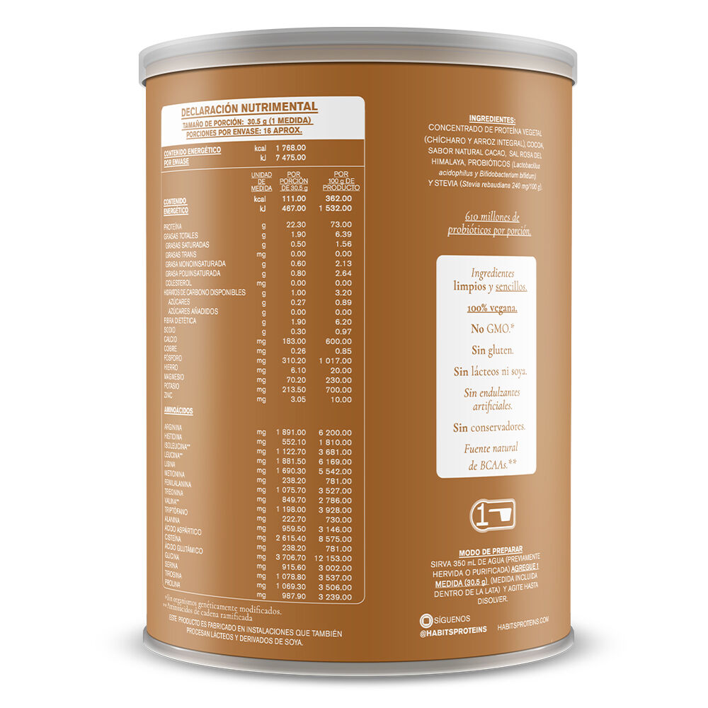 Proteina Vegetal Cacao Habits 488.0 Gr