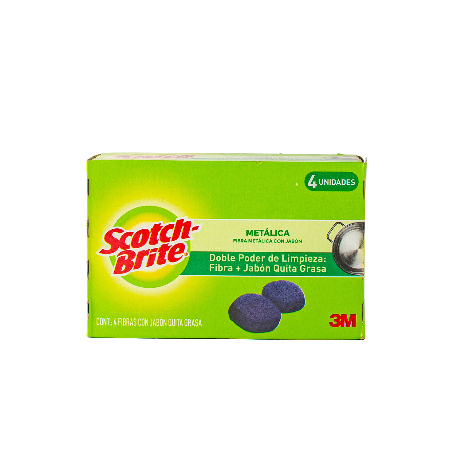 Fibra Esponja Mas Jabon 4 Pack Scotch Brite 4.0 Pza