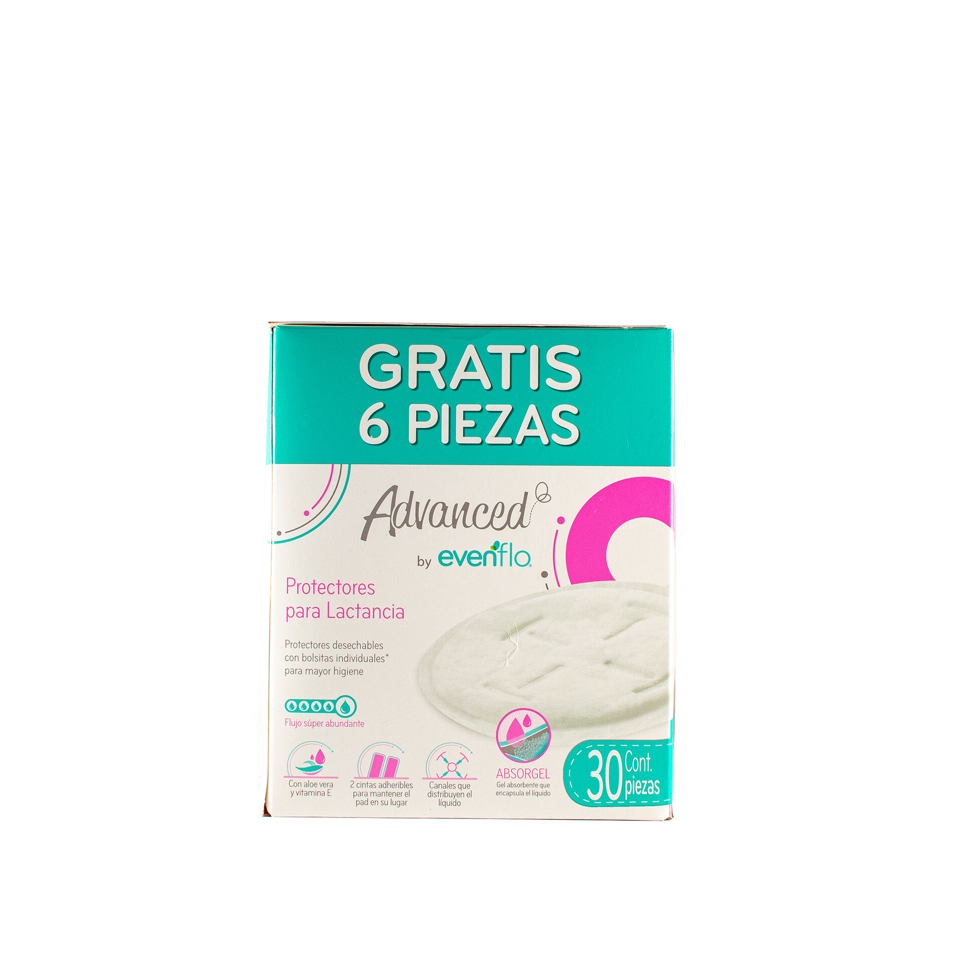 Protectores De Lactancia 24+6 Evenflo 30.0 Pza