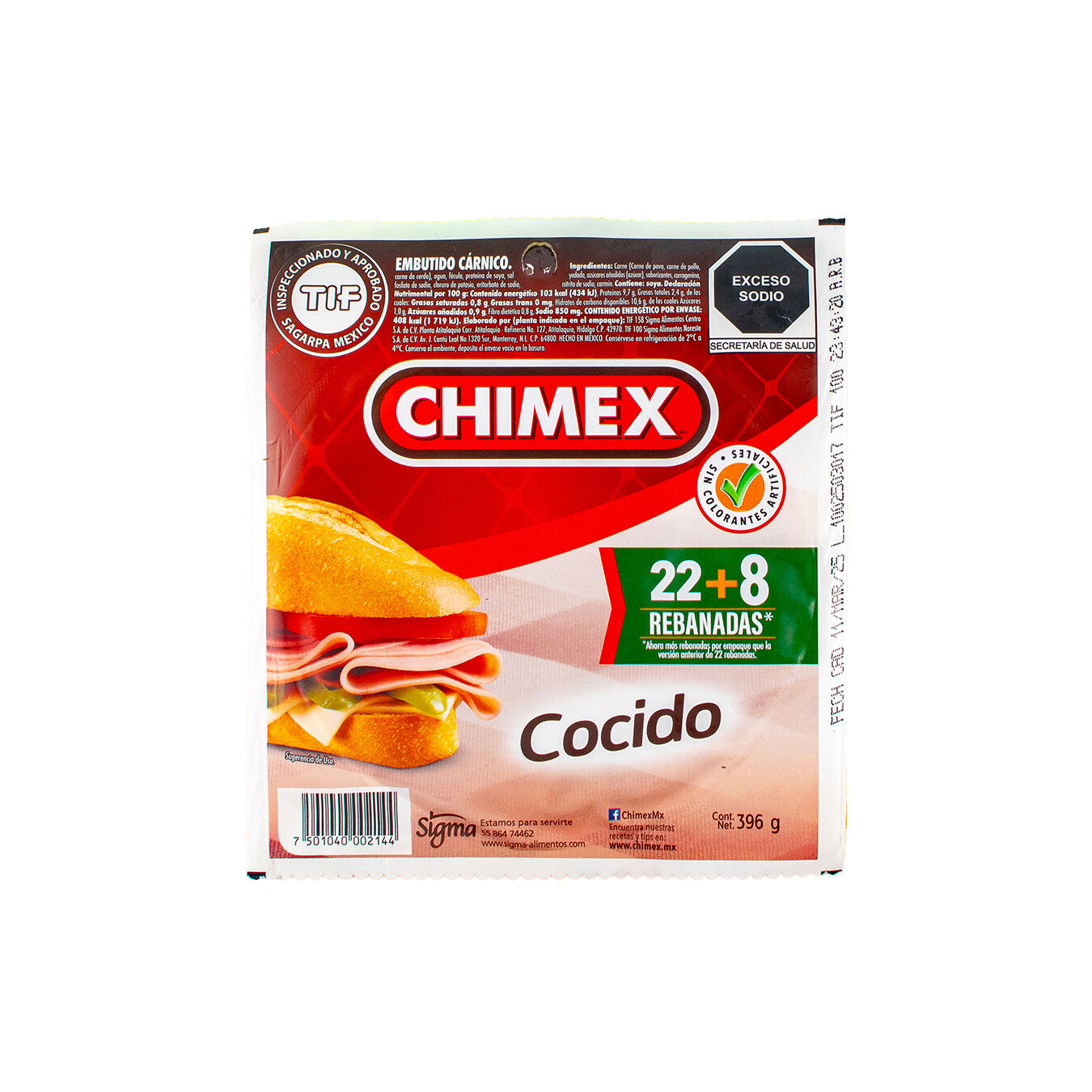 Jamon Cocido Chimex 396.0 Gr