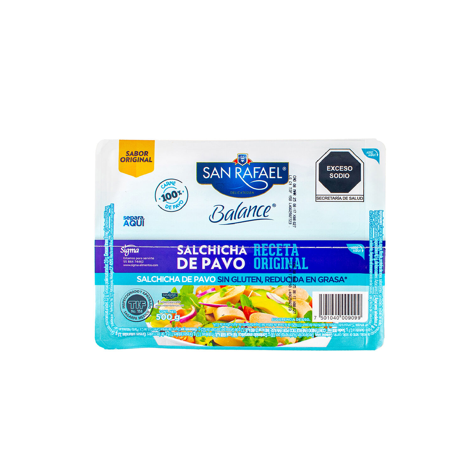 Salchicha Pavo Balance San Rafael 500.0 Gr