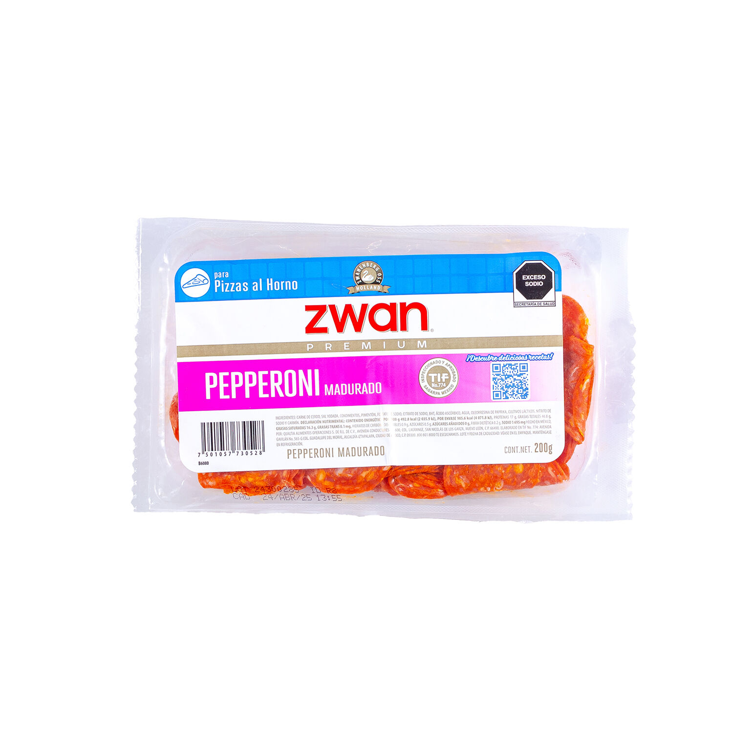 Pepperoni Madurado Rebanado Zwan 200.0 Gr