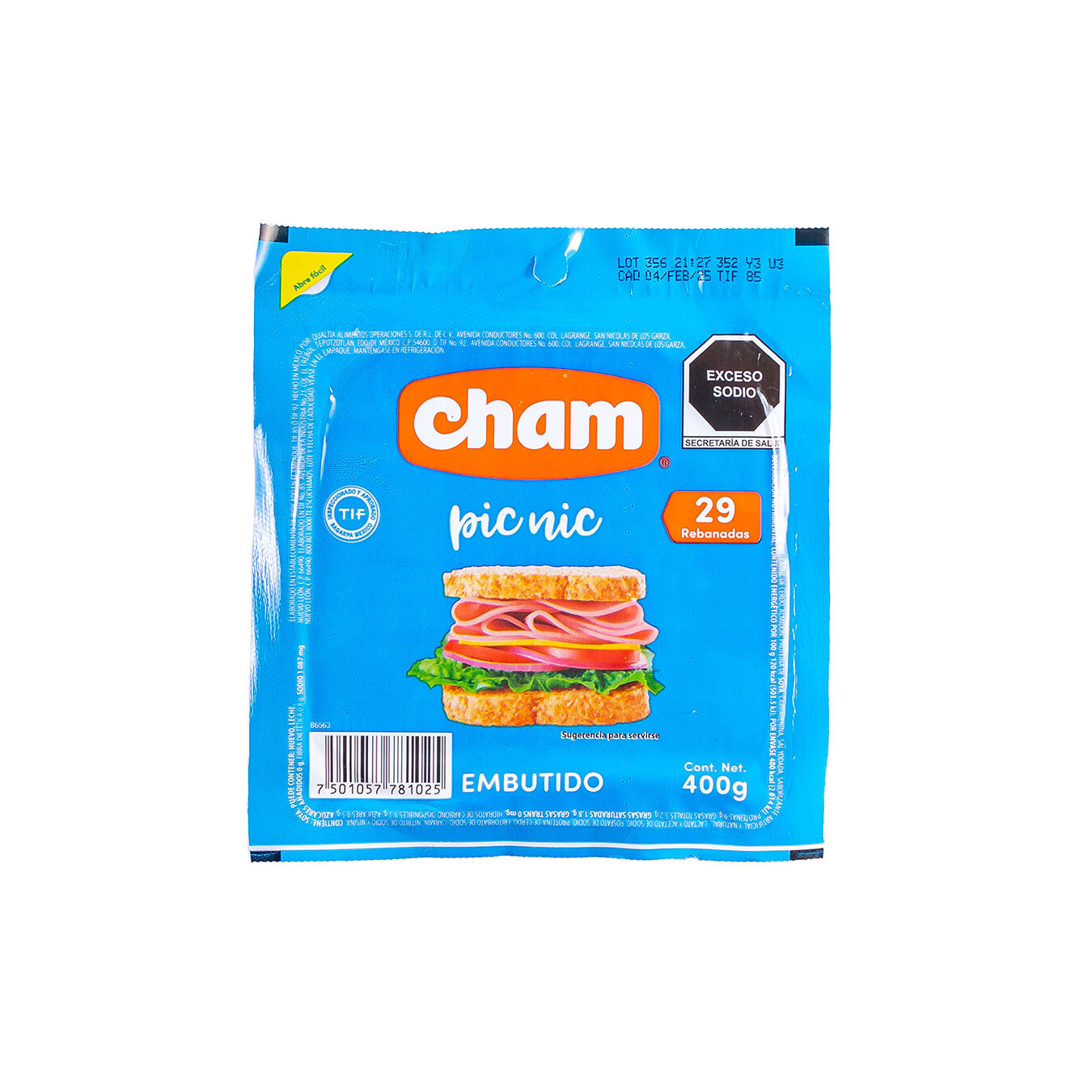 Jamon Pic Nic Cham 400.0 Gr
