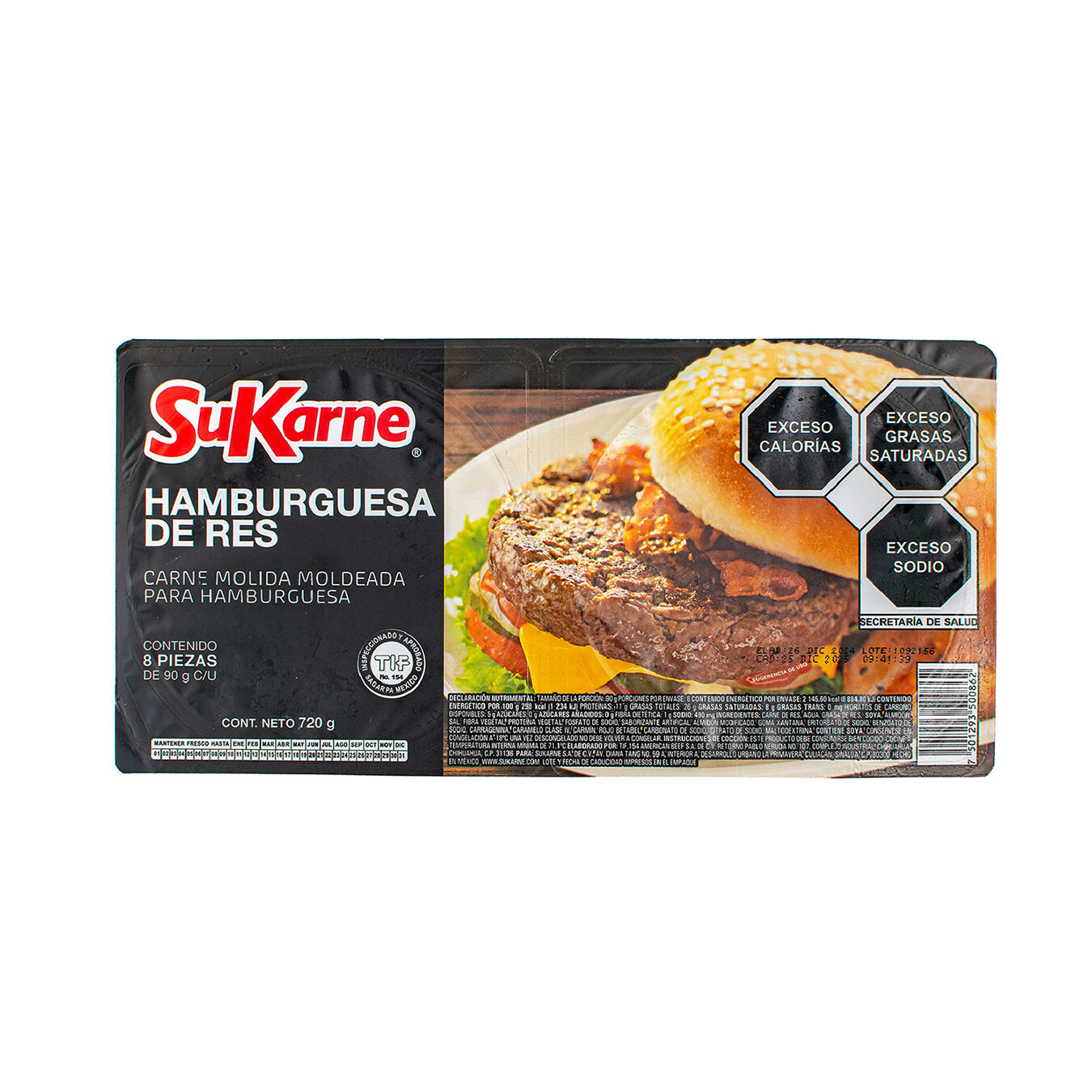Carne Para Hamburguesa Sukarne 720.0 Gr