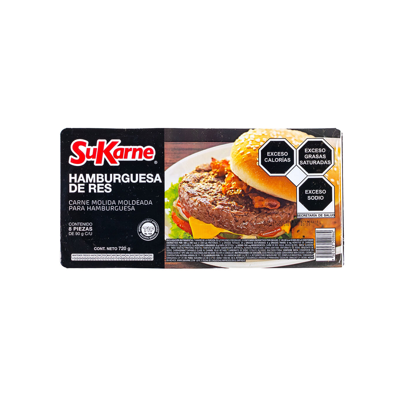 Carne Para Hamburguesa Sukarne 720.0 Gr