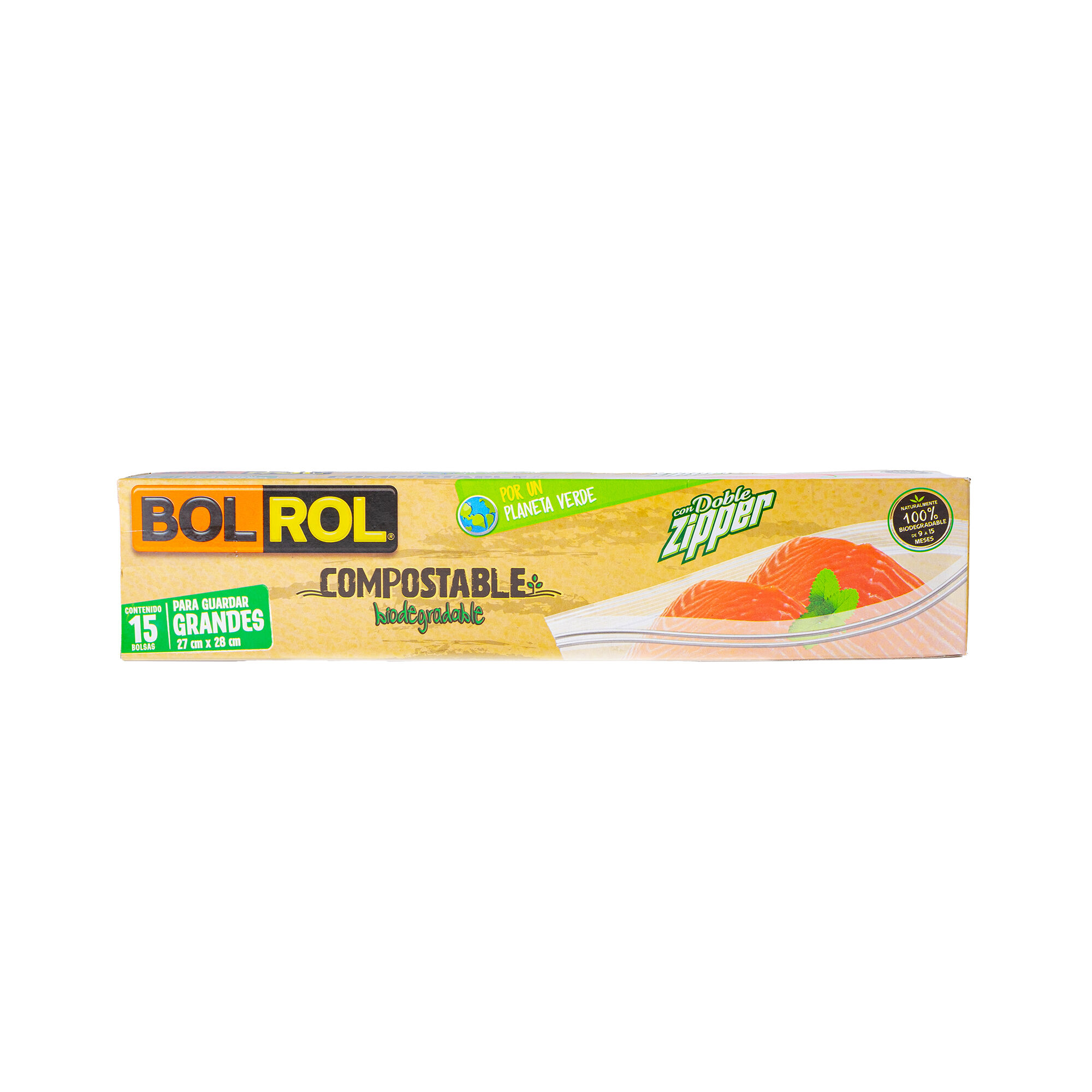 Bolsa P/alimentos Compostable Gde Bol Rol 15.0 Pza