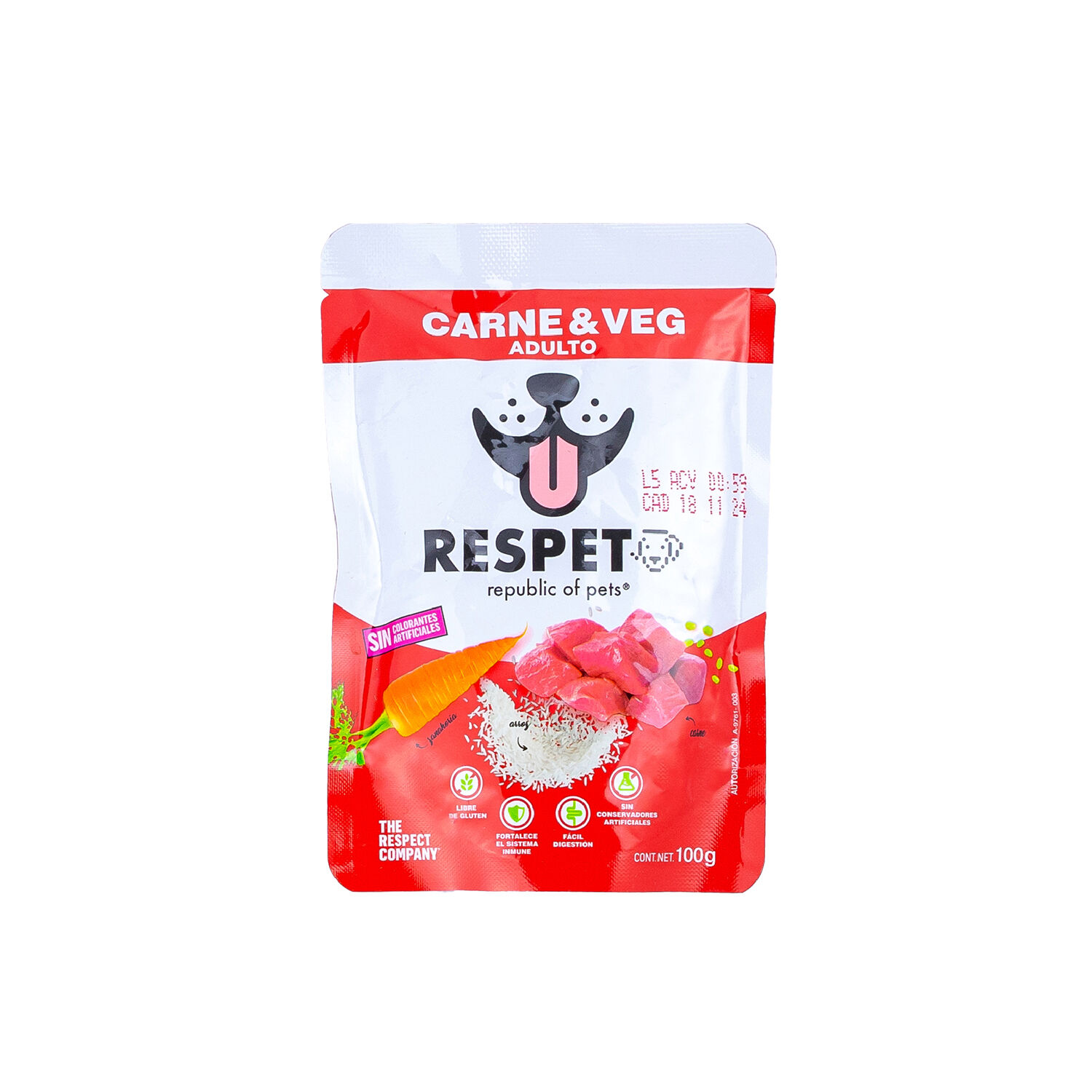 Pouch Para Perro Adultos Carne&vegetales Respet 100.0 G