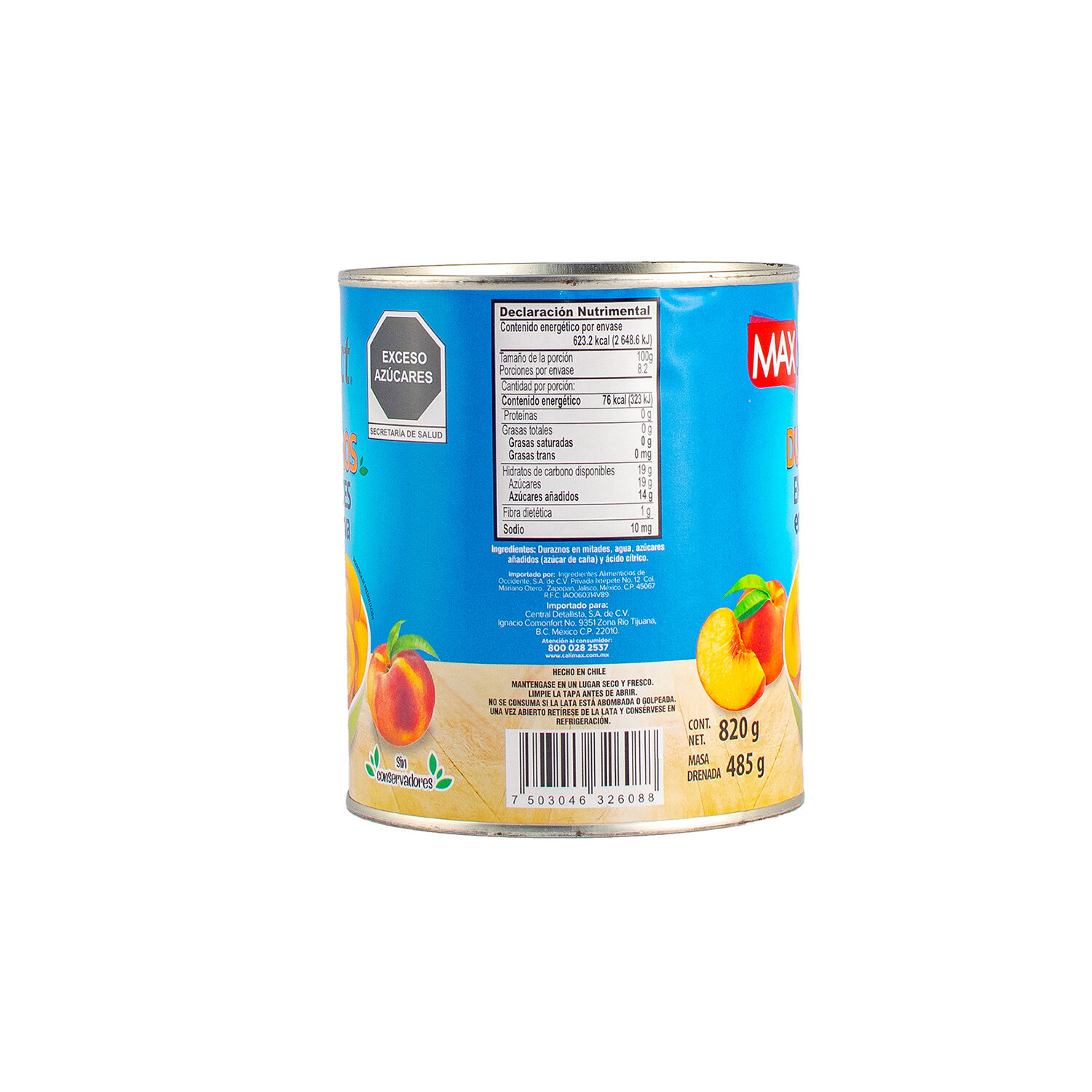 Durazno En Mitades Max Select 820.0 Gr
