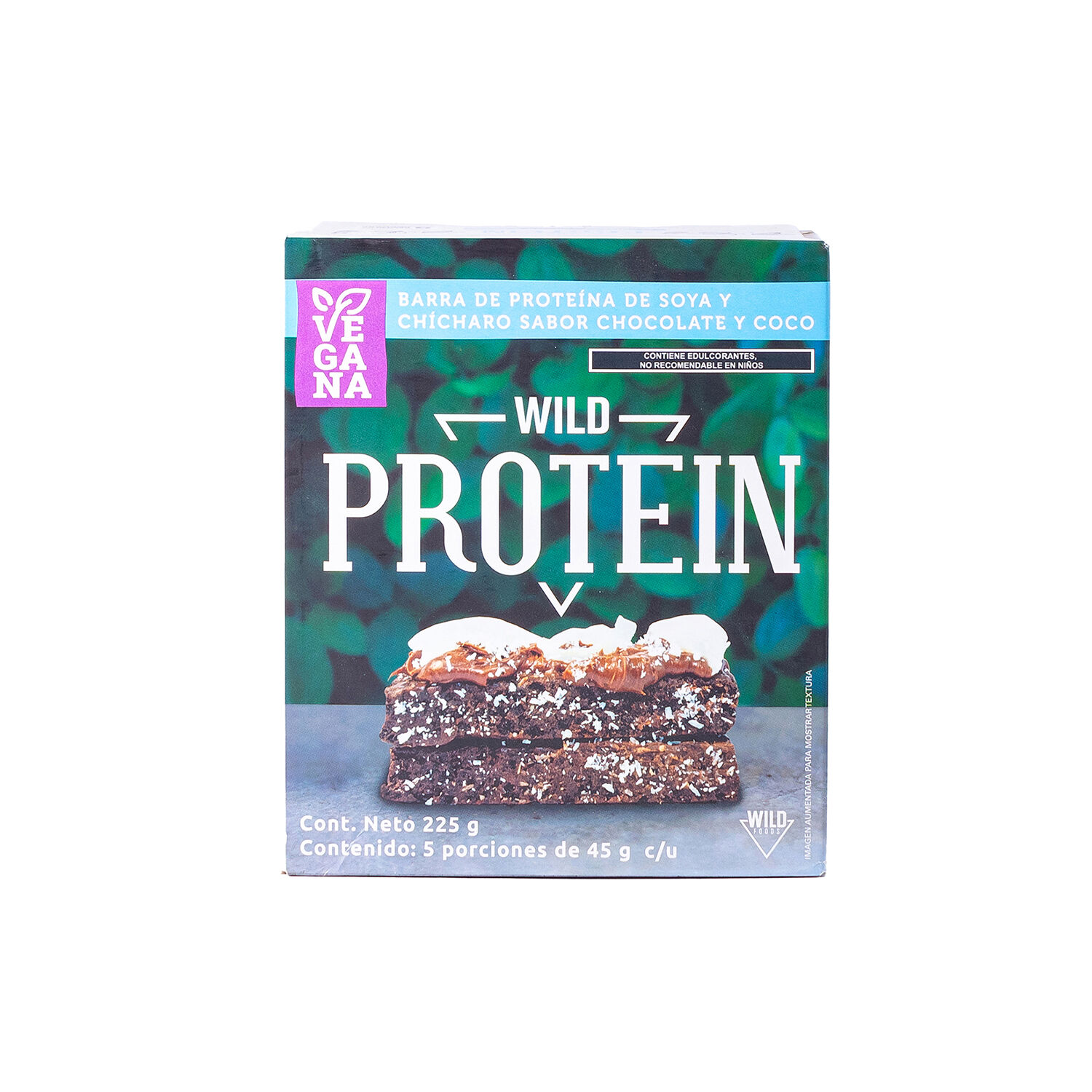 Barras Vegana Chocolate Coco 225g Wild Protein 5.0 Pza