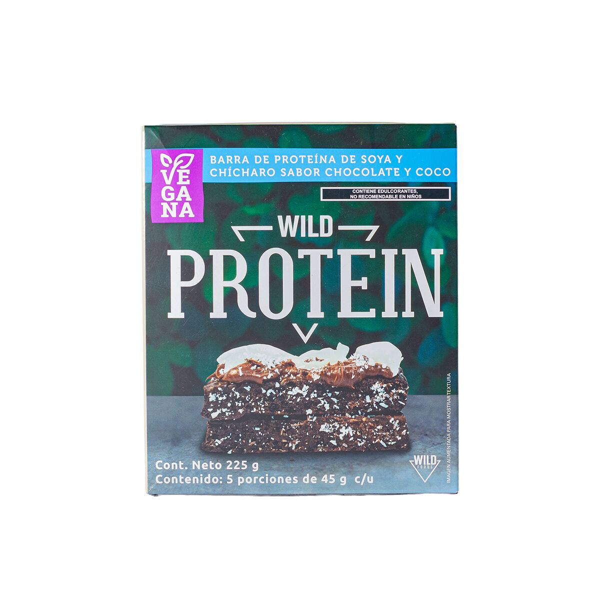 Barras Vegana Chocolate Coco 225g Wild Protein 5.0 Pza