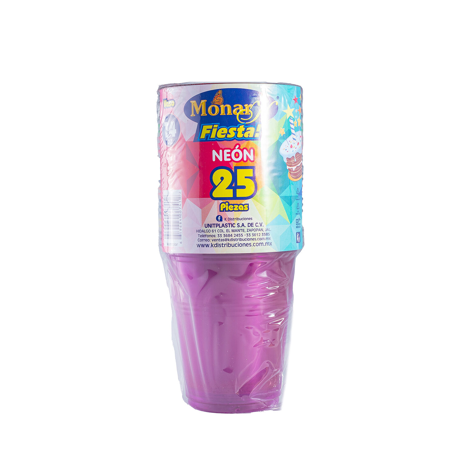 Vaso De Plastico Fiesta Neon #14 Monarka 25.0 Pza