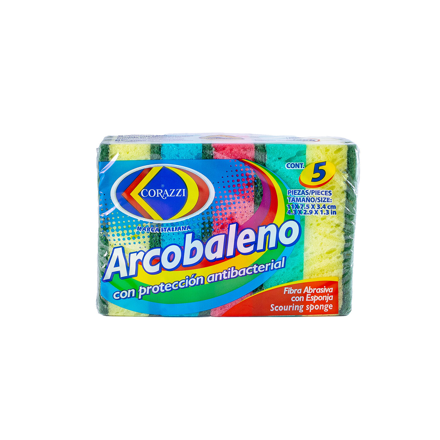 Arcobaleno Fibra C/esponja C/5 Pz. Corazzi 5.0 Pza