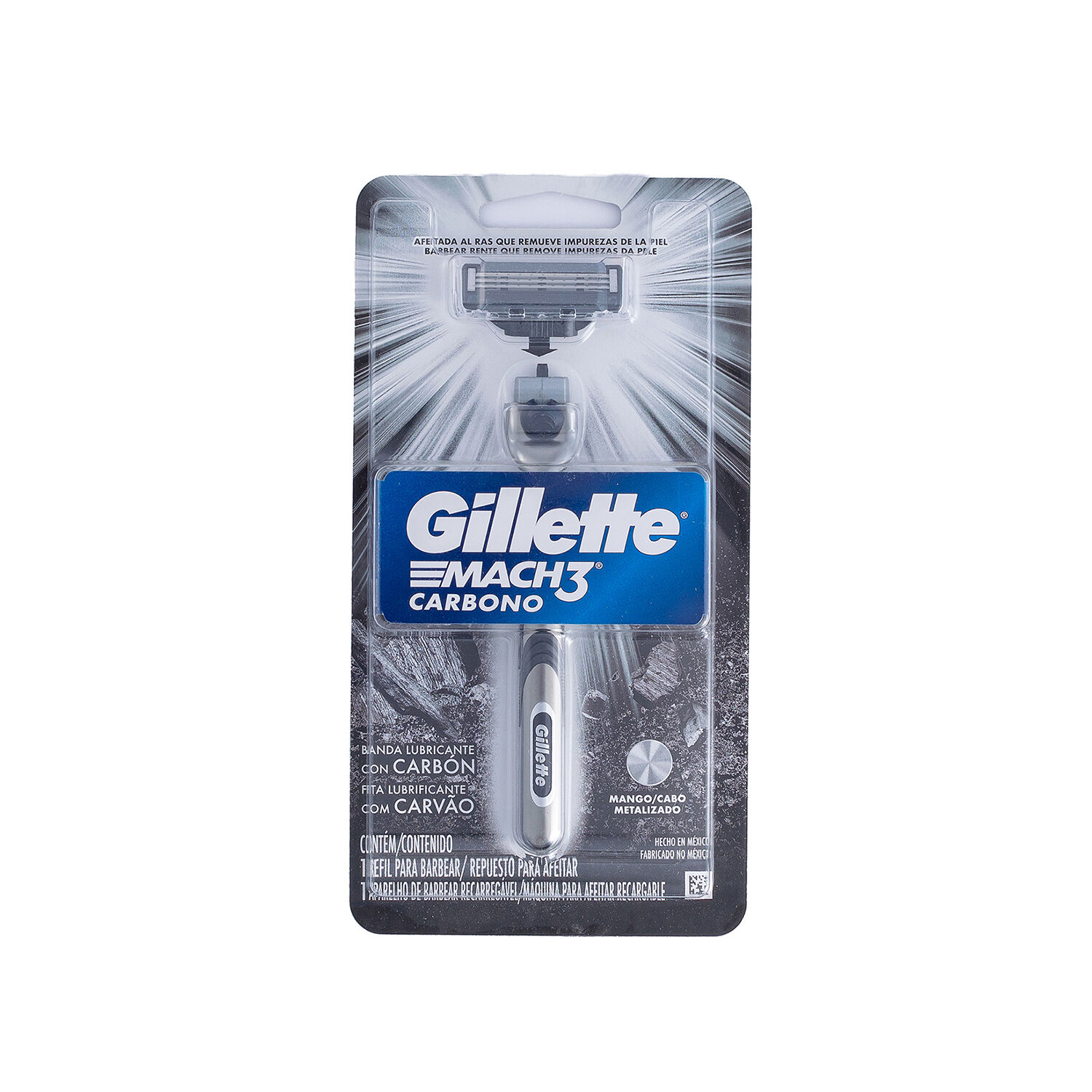 Rastrillo Mach3 Carbon Activo 1pza Gillette 1.0 Pza