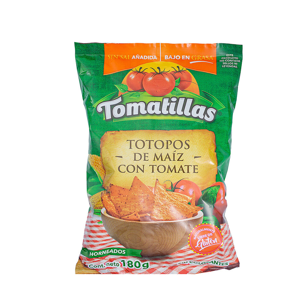 Totopos De Maiz Con Tomate Tomatillas 180 G
