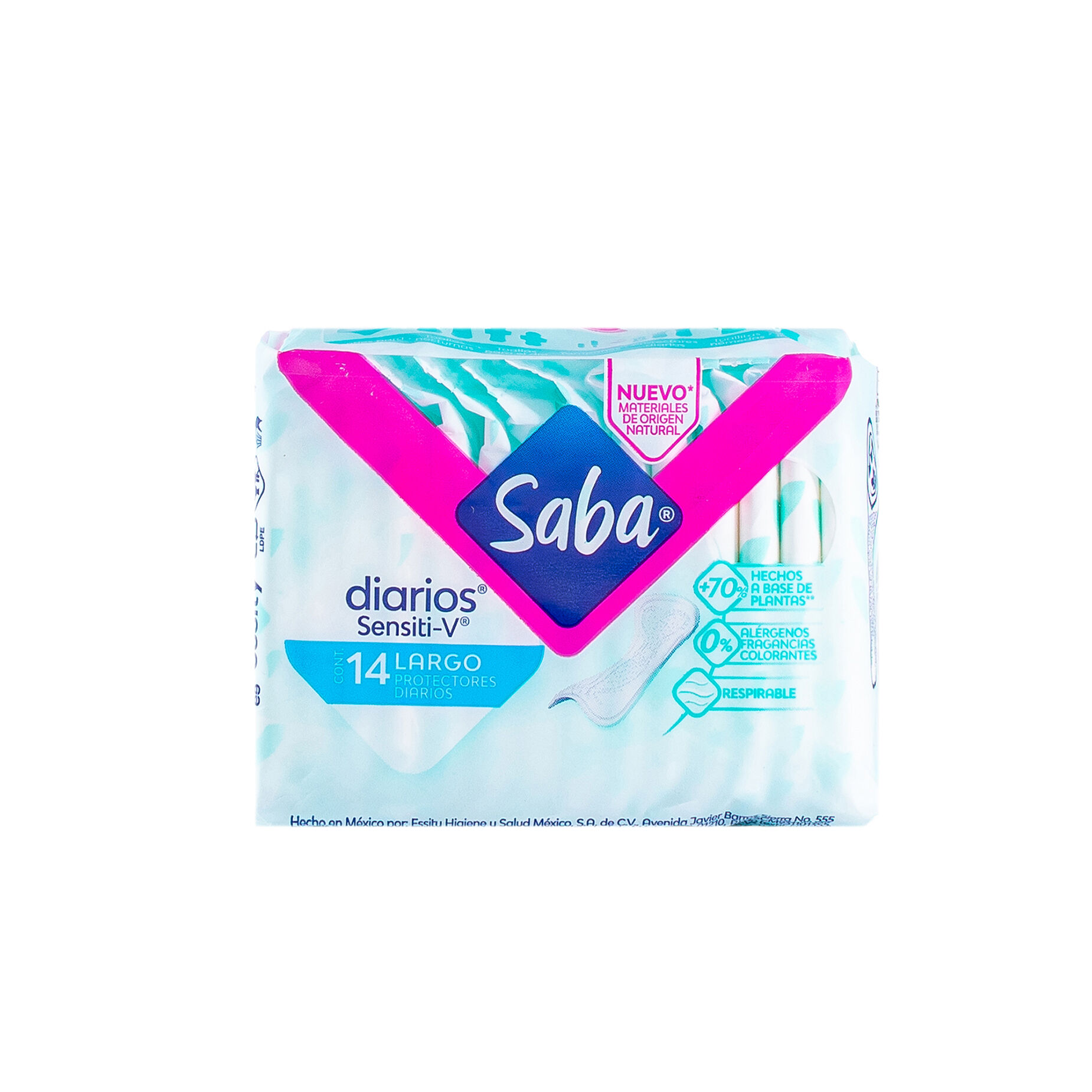 Protectores Diarios Sensiti V Largos Saba 14.0 Pza