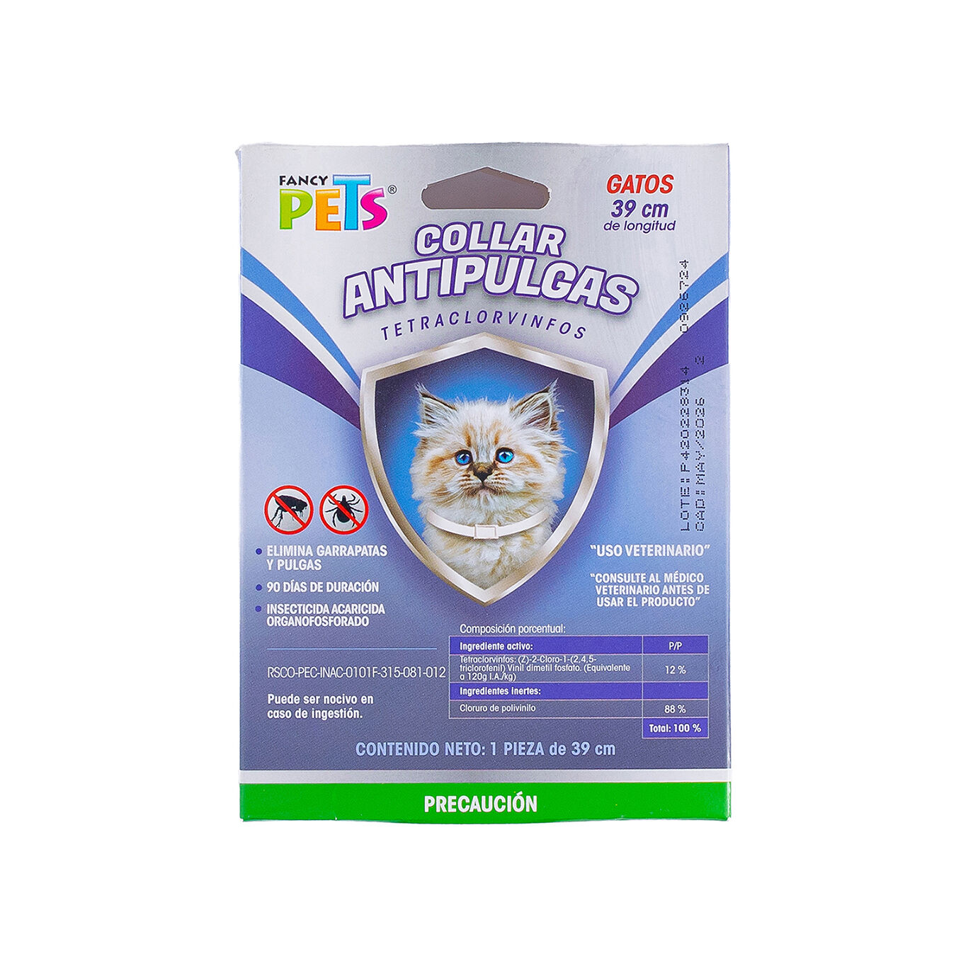 Collar Antipulgas P/gato 39cm Fancy Pets 1.0 Pza