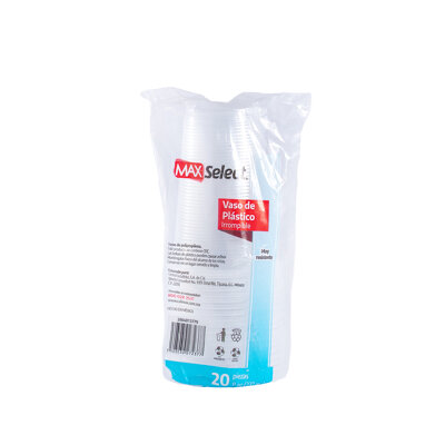 Vaso Plast 8oz Trans Max Select 20pza
