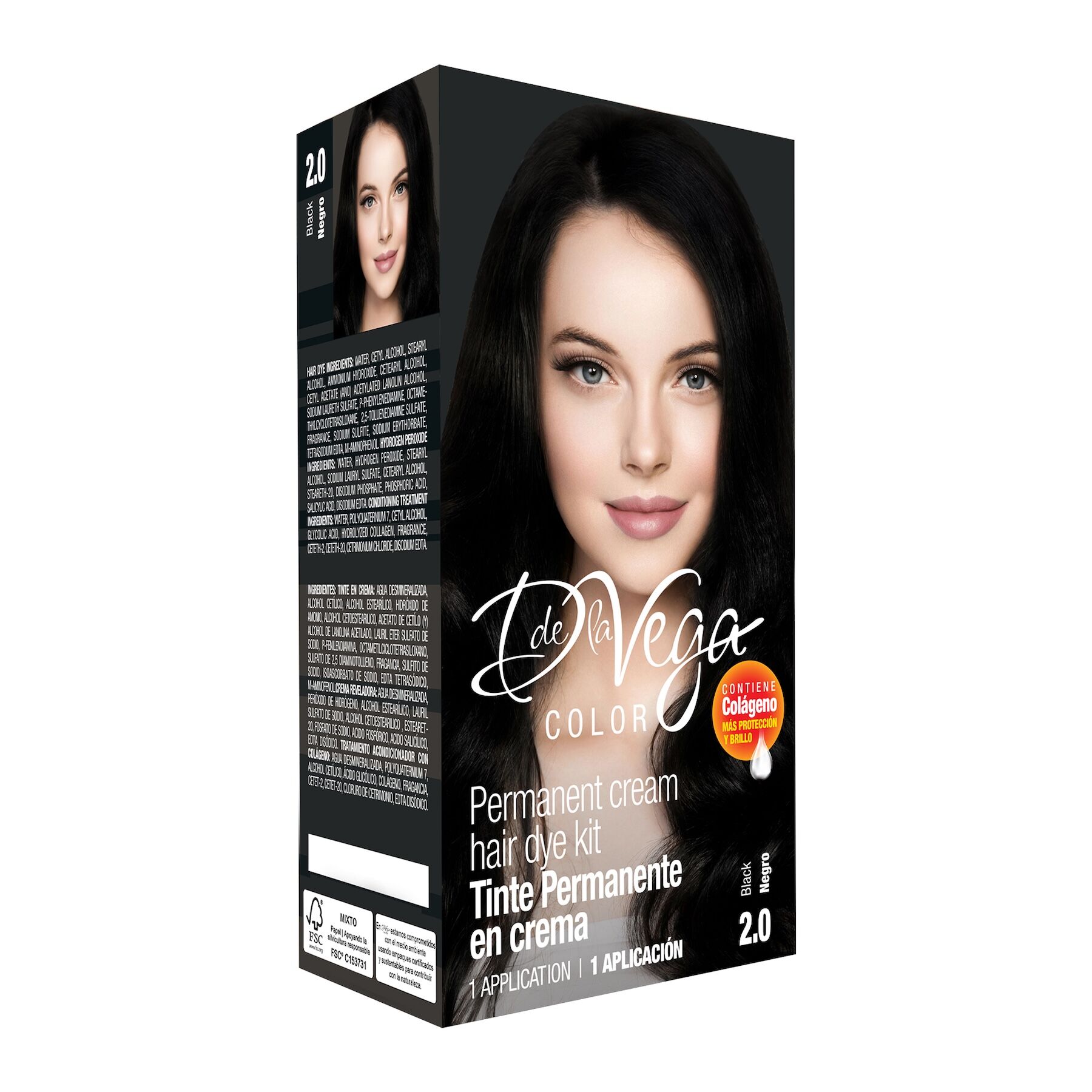 Tinte Cabello Negro #2.0 D De La Vega 1.0 Pza