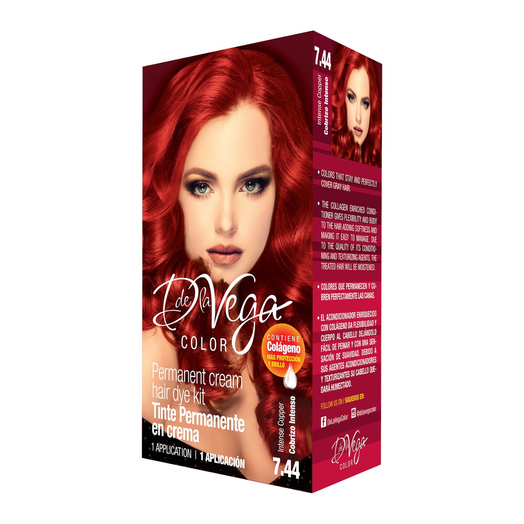 Tinte Cabello Rubio Cobrizo #7.44 D De La Vega 1.0 Pza