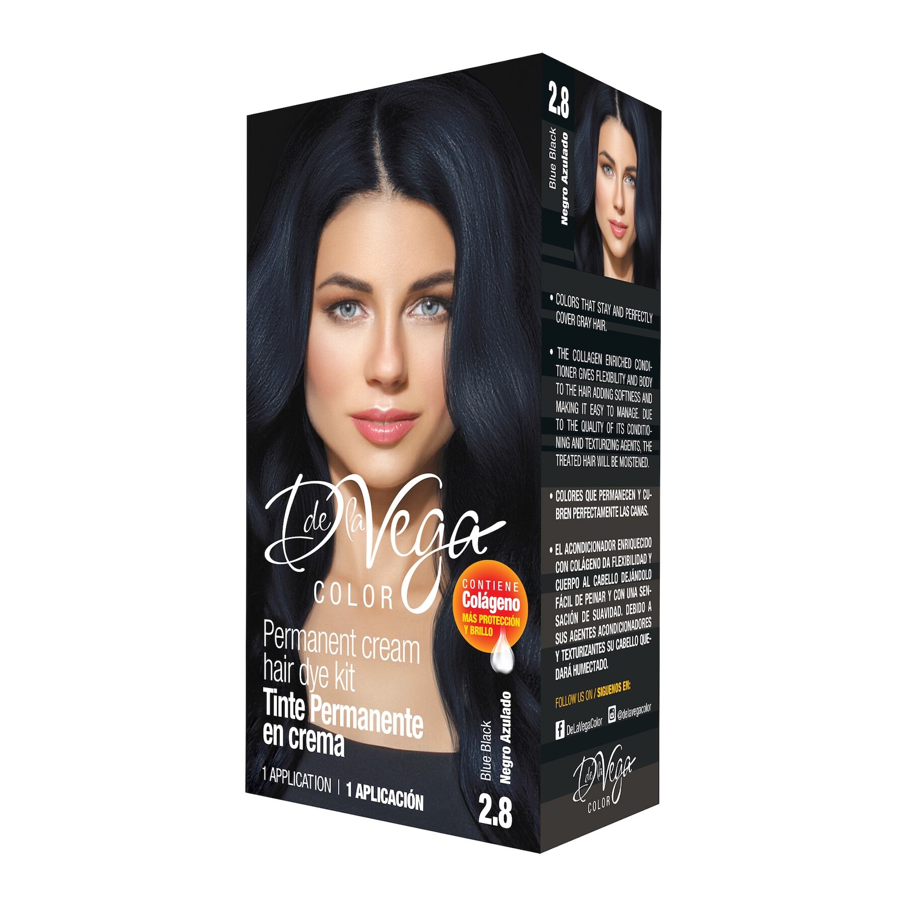 Tinte Cabello Negro Azulado #2.8 D De La Vega 1.0 Pza
