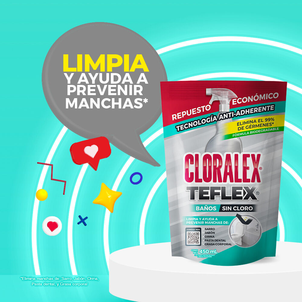 Limpiador Para Baños Teflex Sin Cloro Repuesto Cloralex 4