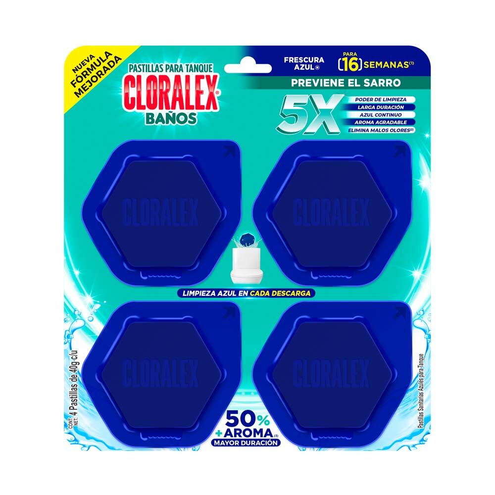 Pastillas Hex Azul 160 Gr Cloralex 4 0 Pza