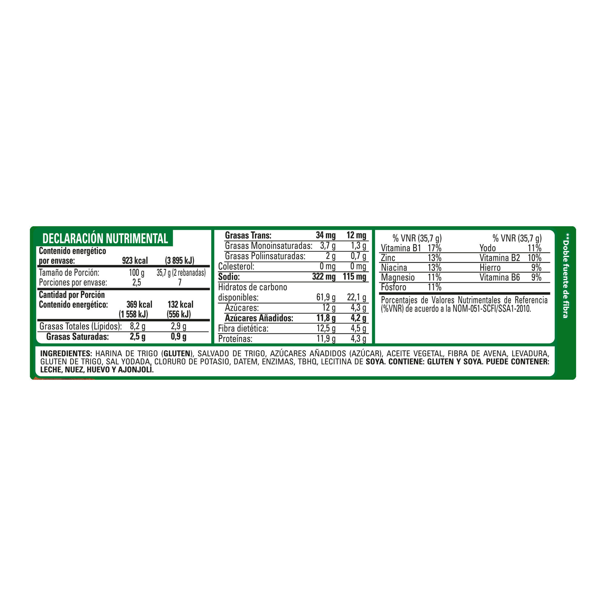 Pan Tostado Doble Fibra Bimbo 250.0 Gr