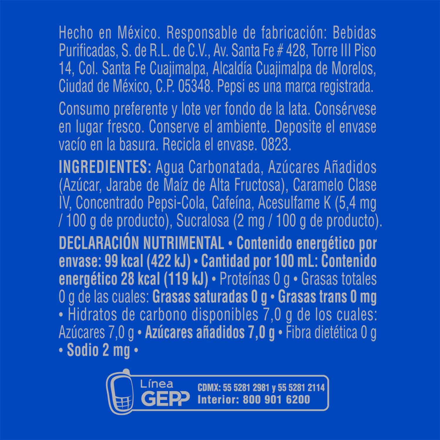 Soda Lata Cola Regular Pepsi 355 Ml