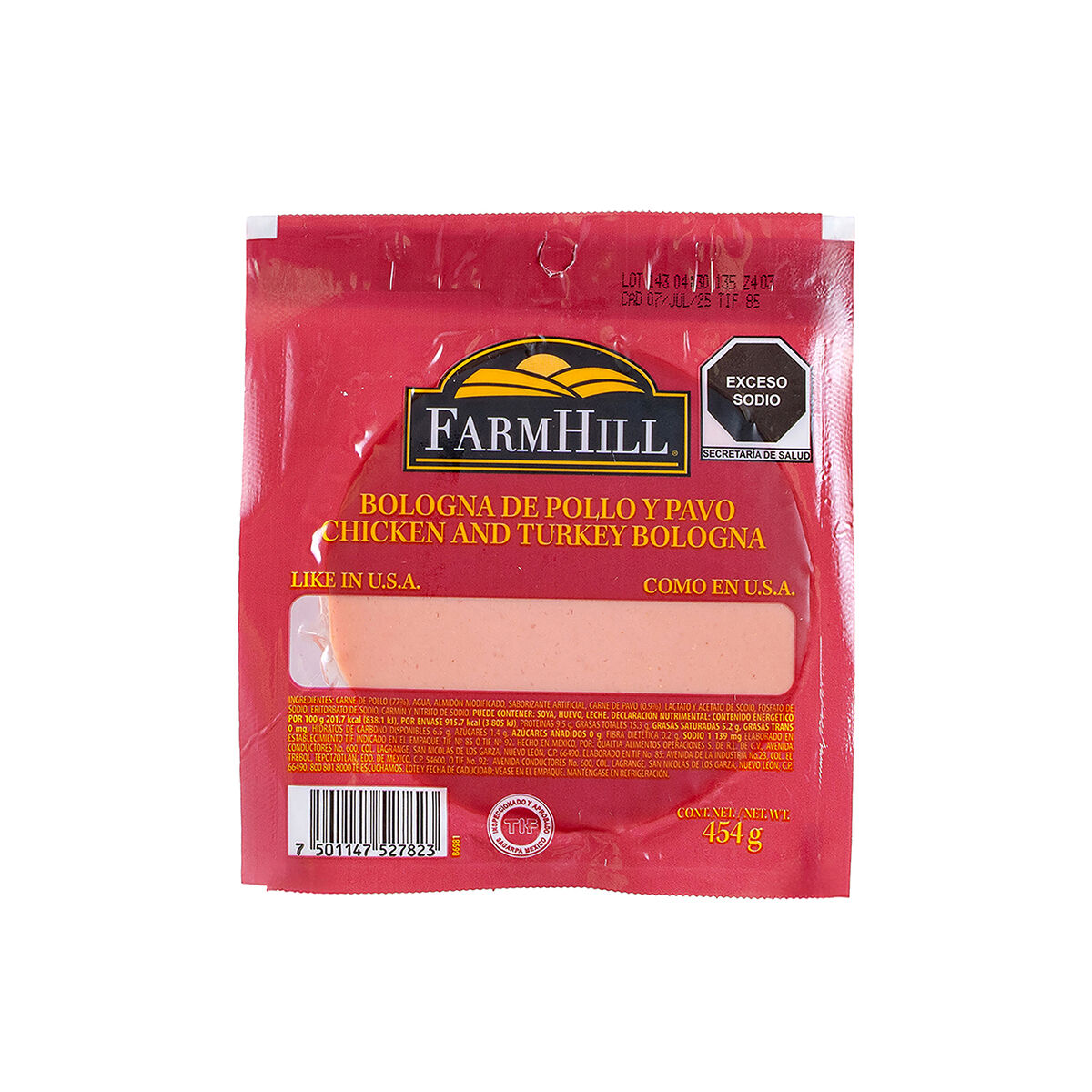 Bologna Pollo Y Pavo Farmhill 454.0 Gr