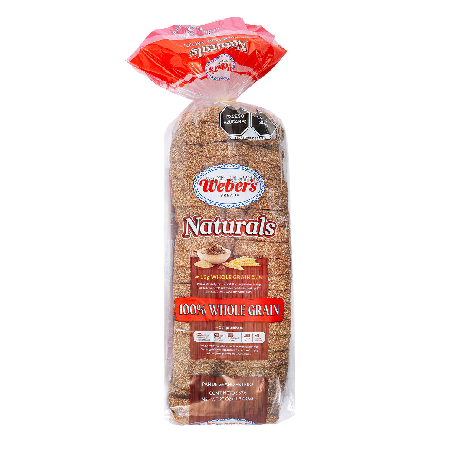 Bread 100% Whole Grain Webers 567.0 Gr