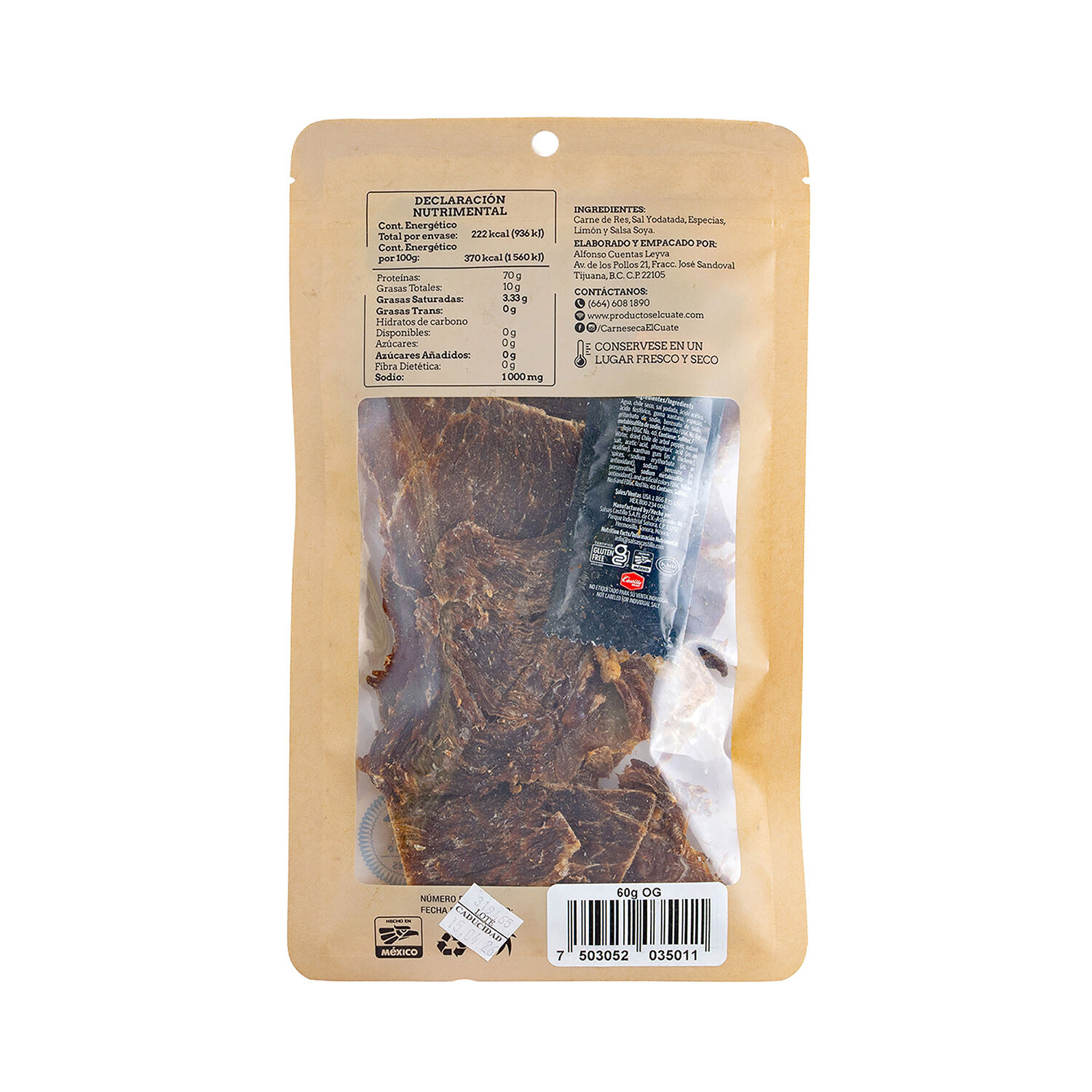 Carne Seca Original El Cuate 60.0 Gr