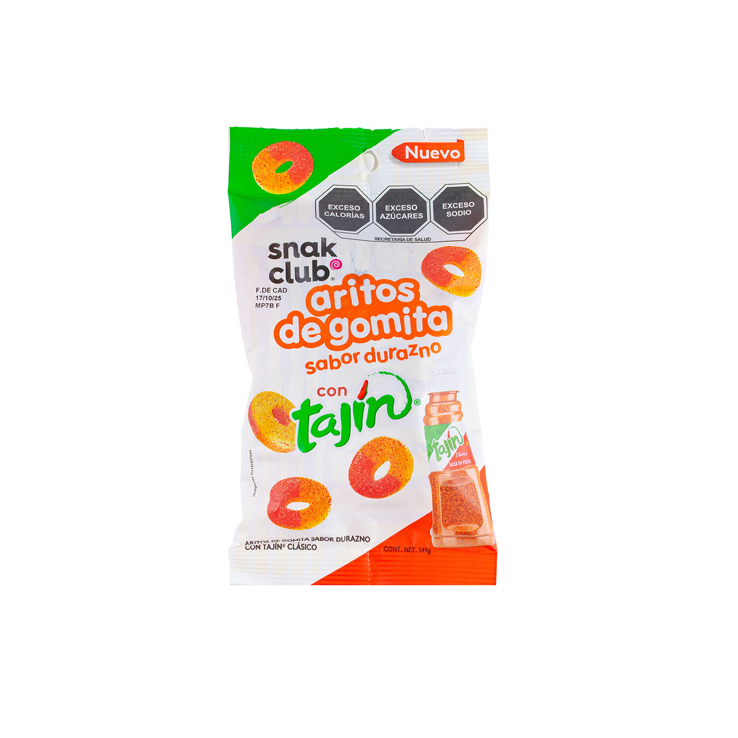 Gomitas Aritos De Durazno Con Tajin Snakclub 141.0 Gr
