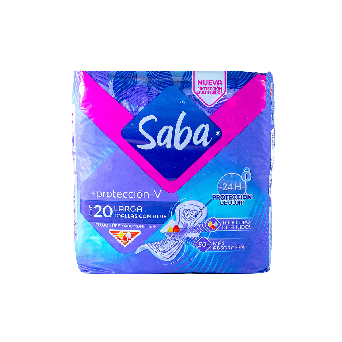 Toalla Femenina Mas Proteccion Larga Con Alas Saba 20.0