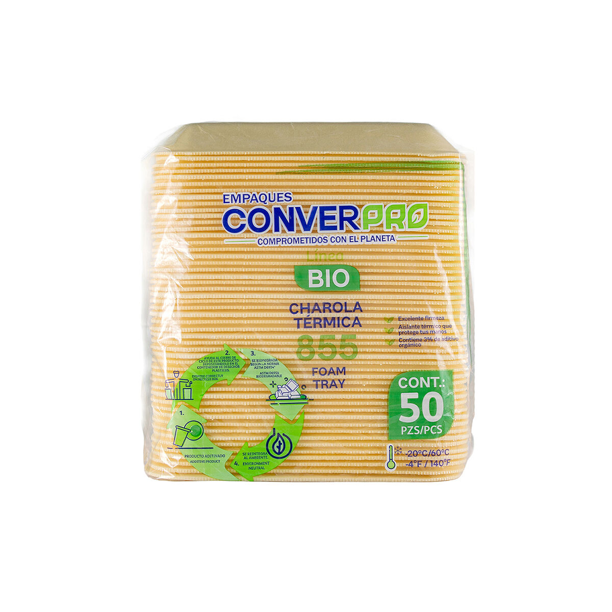 Charola Termica Lisa Color Bio Converpro 50.0 Pza