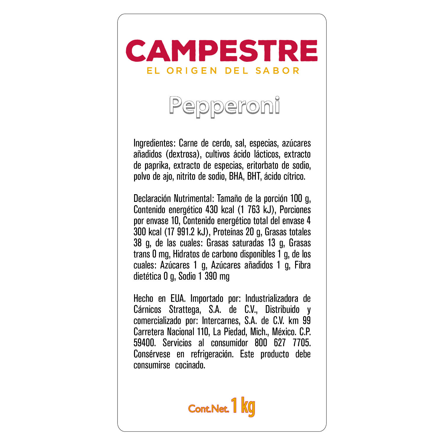 Peperoni Campestre 1.0 Kg