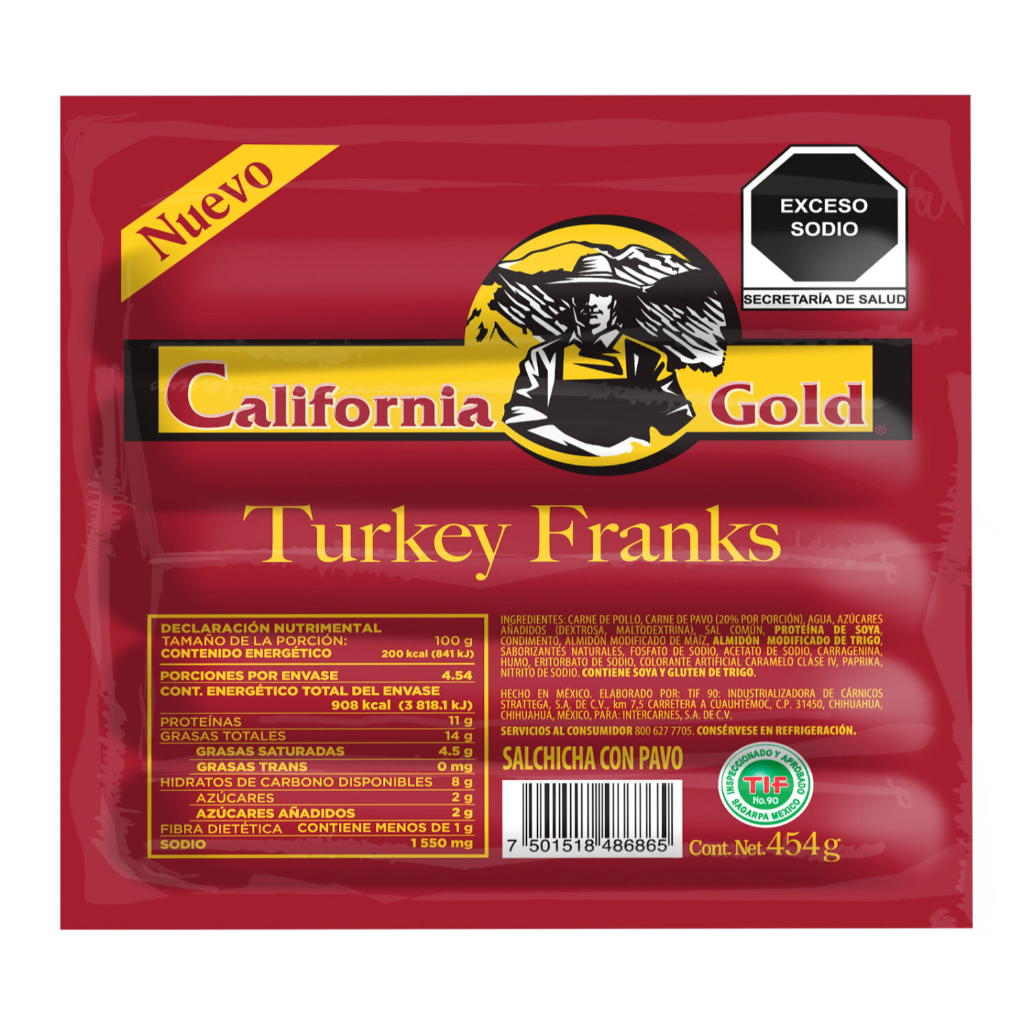 Salchicha De Pavo Turkey Franks California Gold 454.0 G