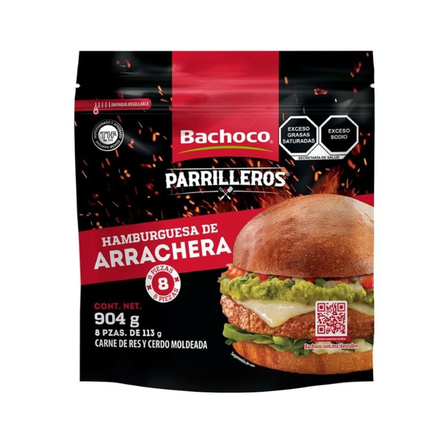 Hamburguesa Arrachera Bachoco 904.0 Gr
