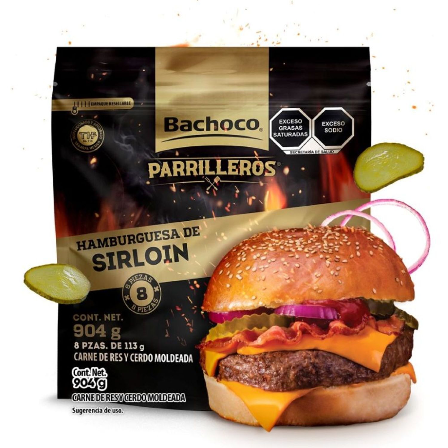 Hamburguesa Sirloin Bachoco 904.0 Gr