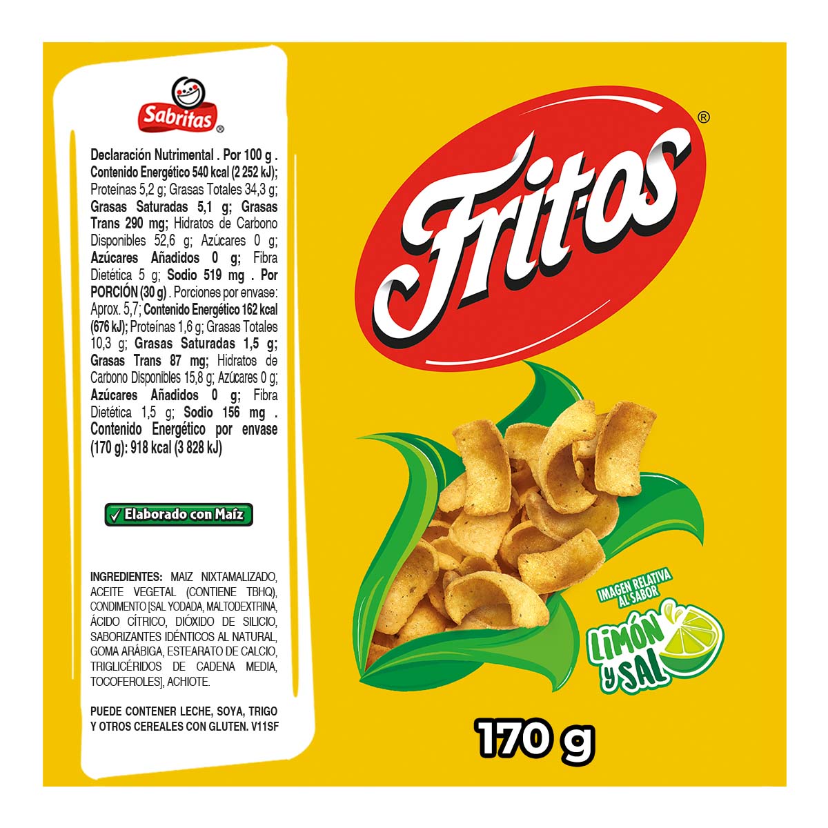 Fritos Sal Y Limon Sabritas 170.0 Ml