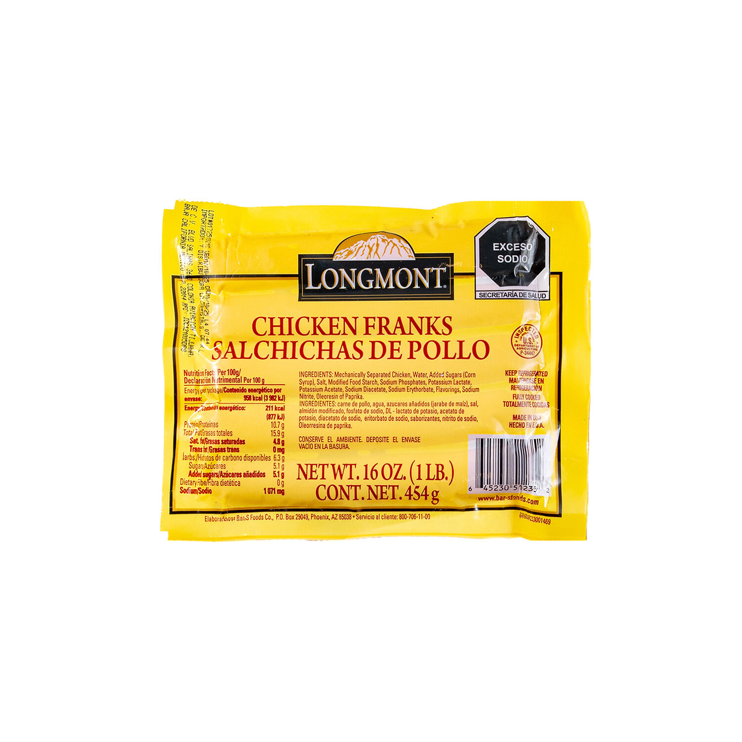 Salchicha Pollo Longmont 454.0 Gr
