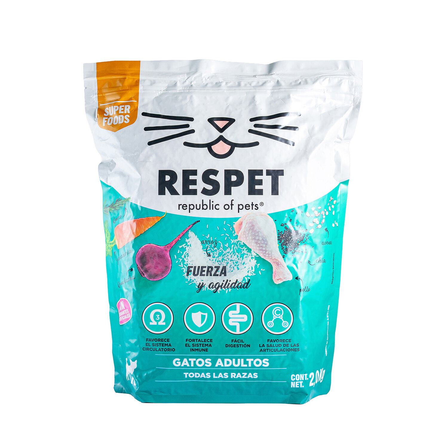 Comida P/gato Fuerza Y Agilidad Respet 2.0 Kg