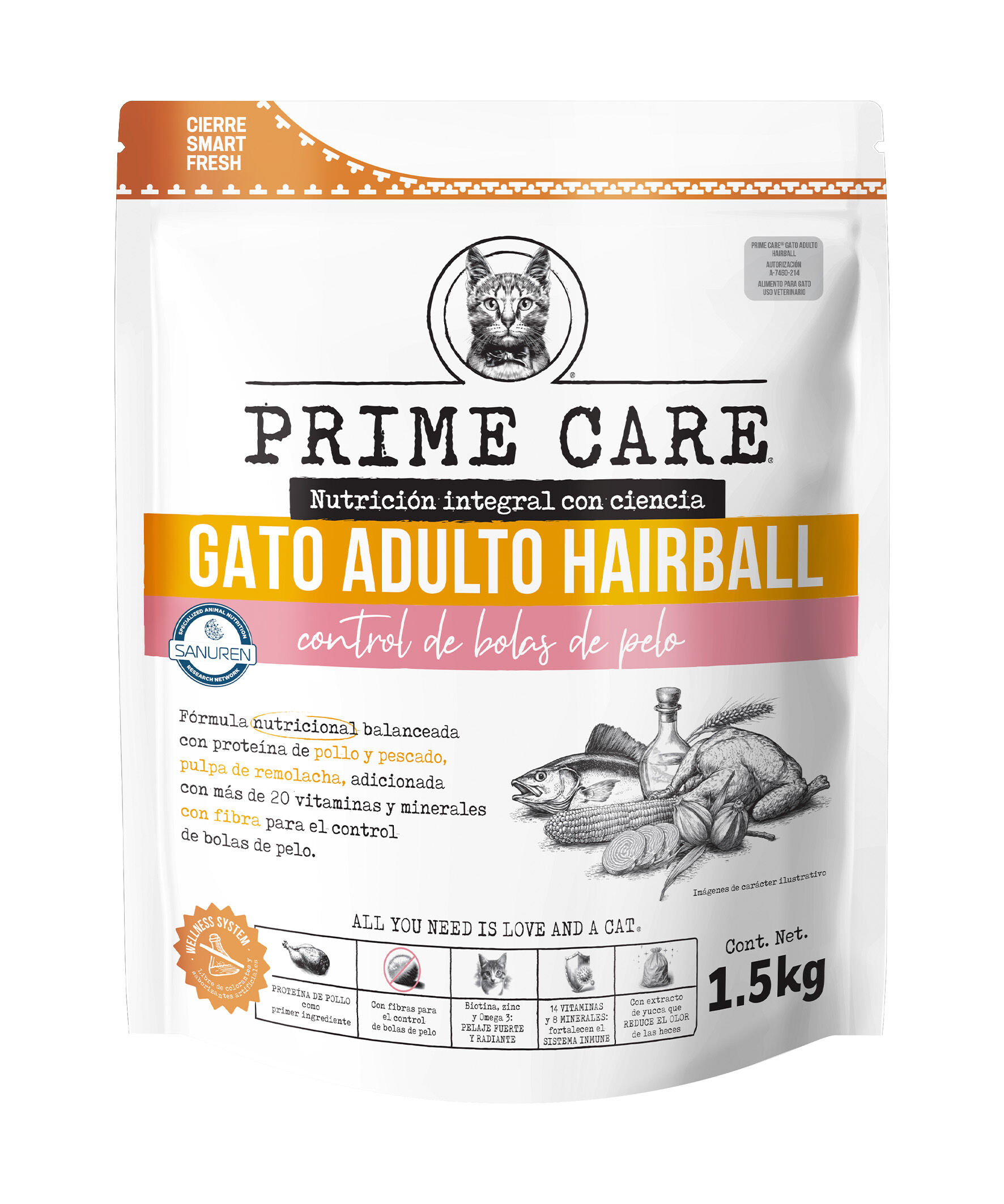 Comida P/gato Adultos Hairball Prime C